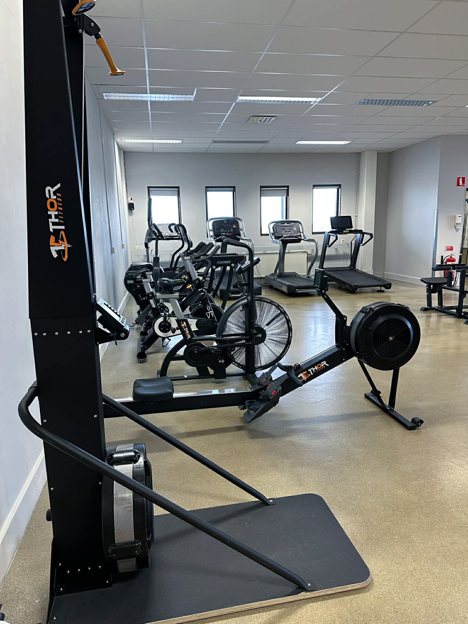 Roddmaskiner, air bike och löpband i konditionsdelen